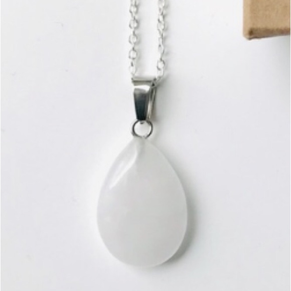 Clear Quartz Pendant on Silver chain necklace